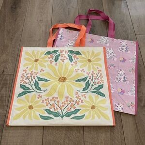 Homegoods TJMaxx Marshalls Floral Teddy Bear & Floral Print Tote Bags NWOT